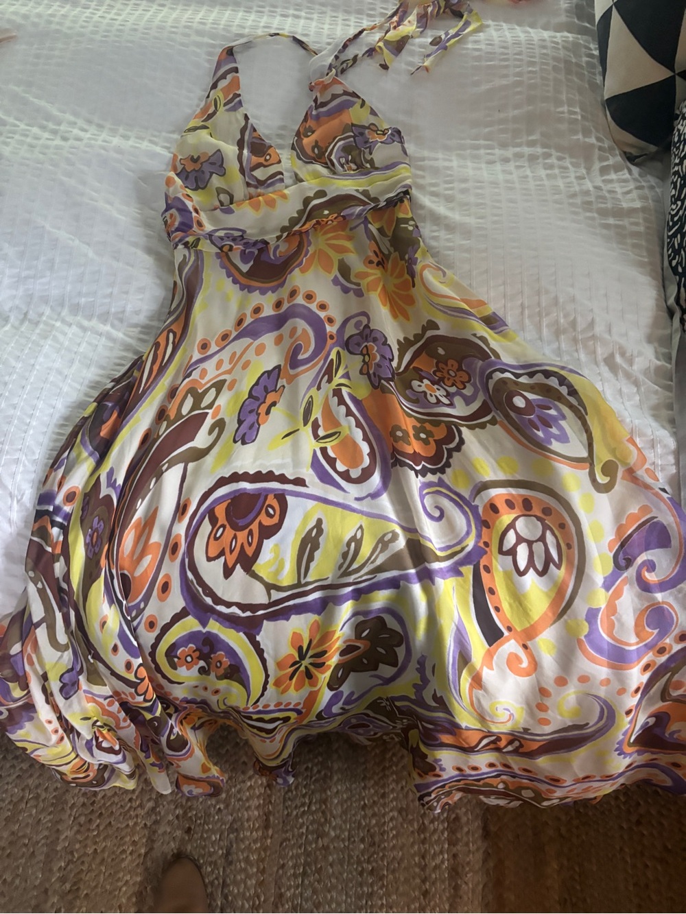 Vintage Silk Halter Maxi Dress with Paisley Print Size 8 (fits size 6)